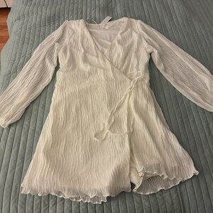 White/ Cream Chiffon Side Tie Romper